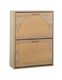 Zapatero de Madera y Ratán con 2 Cajones