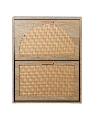 Zapatero de Madera y Ratán con 2 Cajones