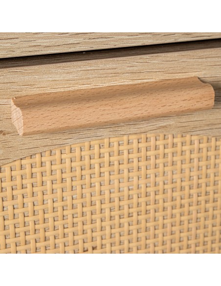 Zapatero de Madera y Ratán con 3 Cajones