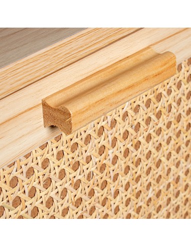 Zapatero de Madera y Ratán con 3 Cajones