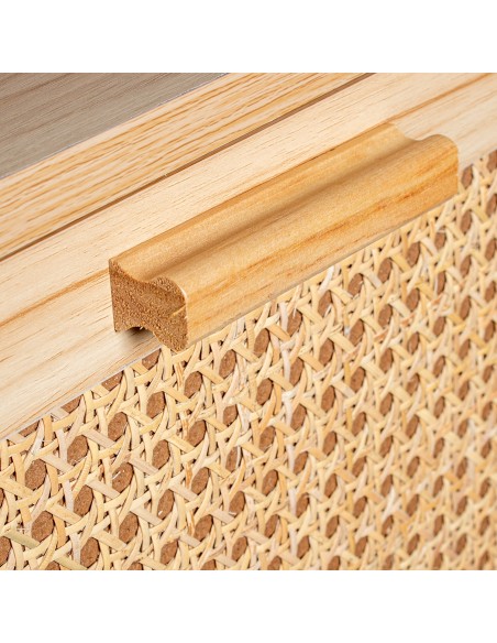 Zapatero de Madera y Ratán con 2 Cajones