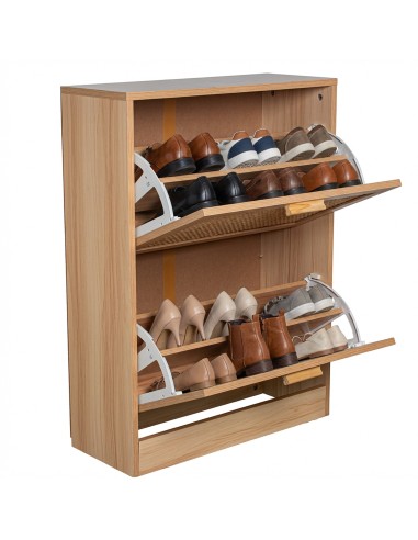 Zapatero de Madera y Ratán con 2 Cajones