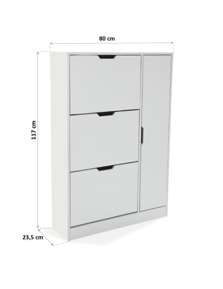 Zapatero de Madera Blanco con 4 cajones