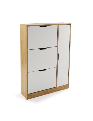 Zapatero de Madera Blanco y Marrón con 4 cajones