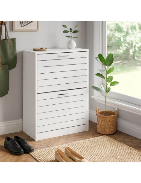 Zapatero de Madera con 2 Cajones Blanco