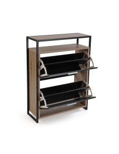 Zapatero de Madera con 2 Cajones Negro 2