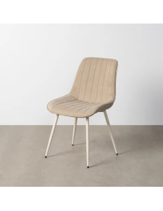 Silla beige tela y metal beige 2