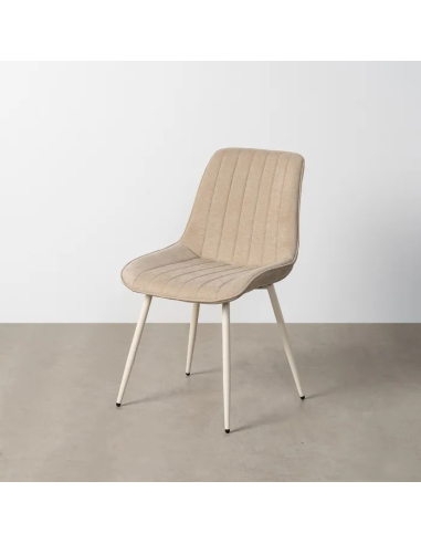 Silla beige tela y metal beige