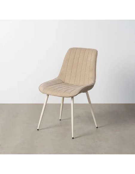 Silla beige tela y metal beige