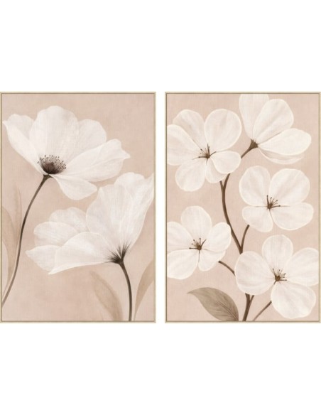 Cuadro lienzo flores con marco