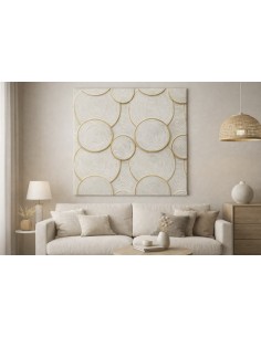 Decoración de madera con circulos en relieve. 2