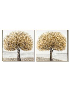 Cuadro lienzo diseño árbol en dorado