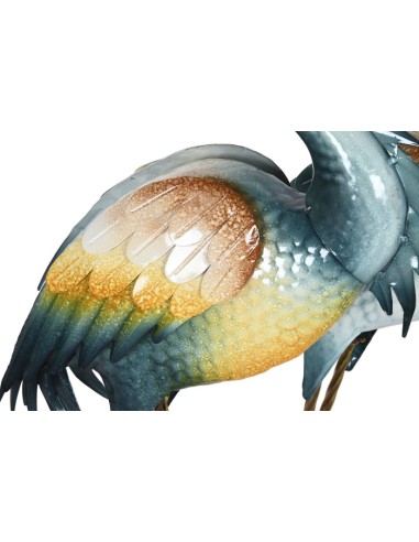 Figura de garza de metal con 2 diseños