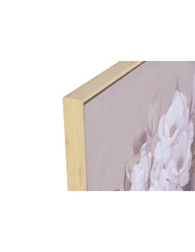 Cuadro mujer con flor con marco natural