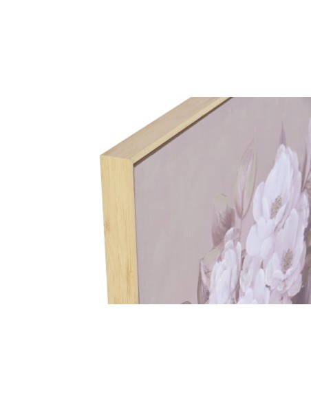 Cuadro mujer con flor con marco natural