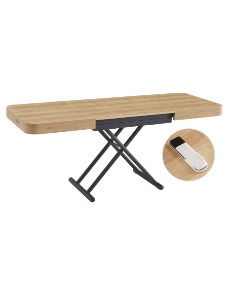 Mesa centro Elevable y Extensible Oak-Negro