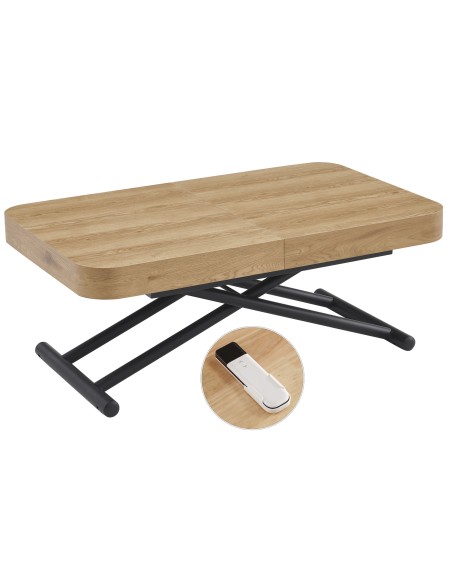 Mesa centro Elevable y Extensible Oak-Negro