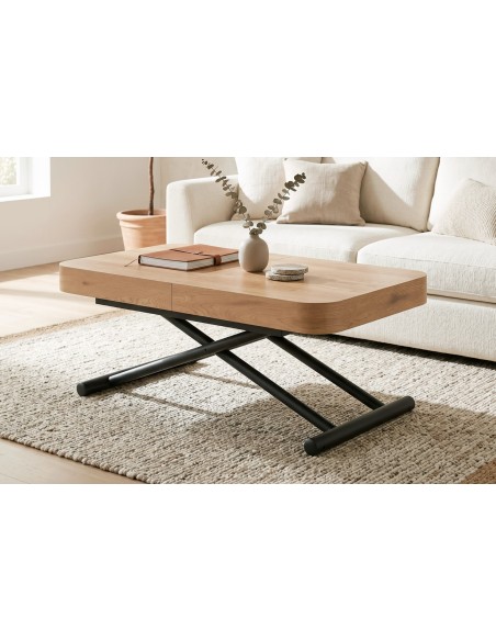 Mesa centro Elevable y Extensible Oak-Negro