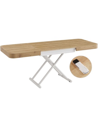 Mesa centro Elevable y Extensible Oak-Blanco