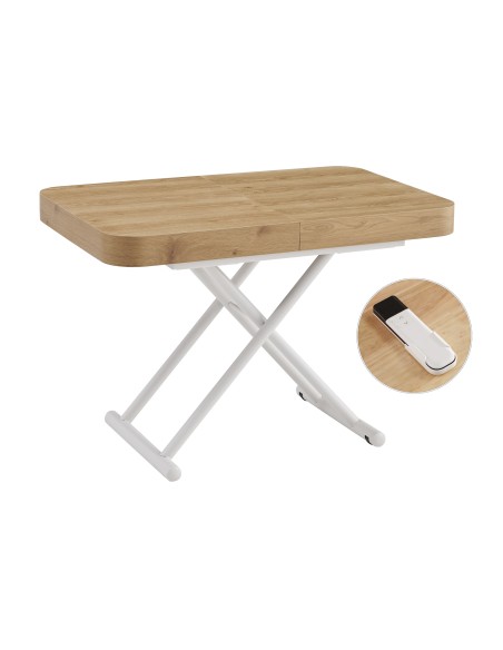 Mesa centro Elevable y Extensible Oak-Blanco