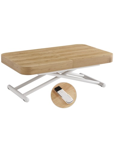 Mesa centro Elevable y Extensible Oak-Blanco