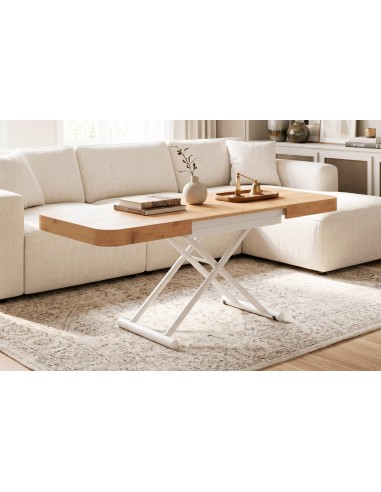 Mesa centro Elevable y Extensible Oak-Blanco