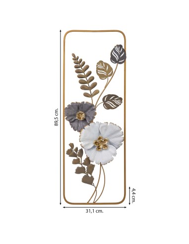 Mural Decorativo Flor Blanca y Gris