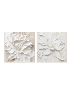 Cuadro en Lienzo con Flor en Relieve